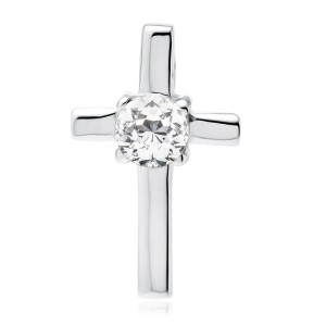 Cruciulita argint pandantiv cu piatra DiAmanti K0048R_W-DIA (Argint 925‰ 1 g.)